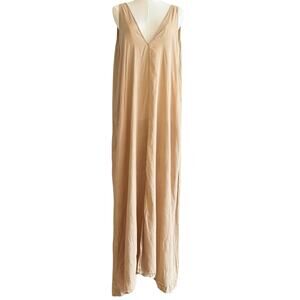Studio Tia Tan Camel Maxi Tank Kaftan Flowy Dress